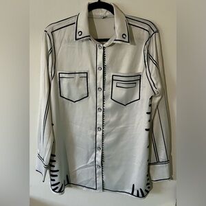 Uoozee Black and White Cartoonish Button Down Shirt